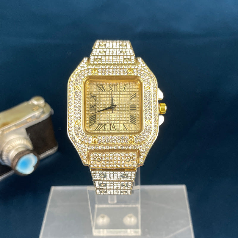 Square Crystal Alloy Quartz Watch – Unisex Decorative Watch
