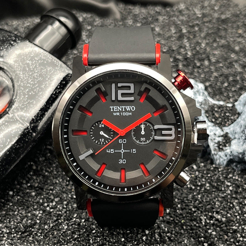 Men’s 47mm Silicone Quartz Watch – Casual Sport Analog Wristwatch – Multi-Color