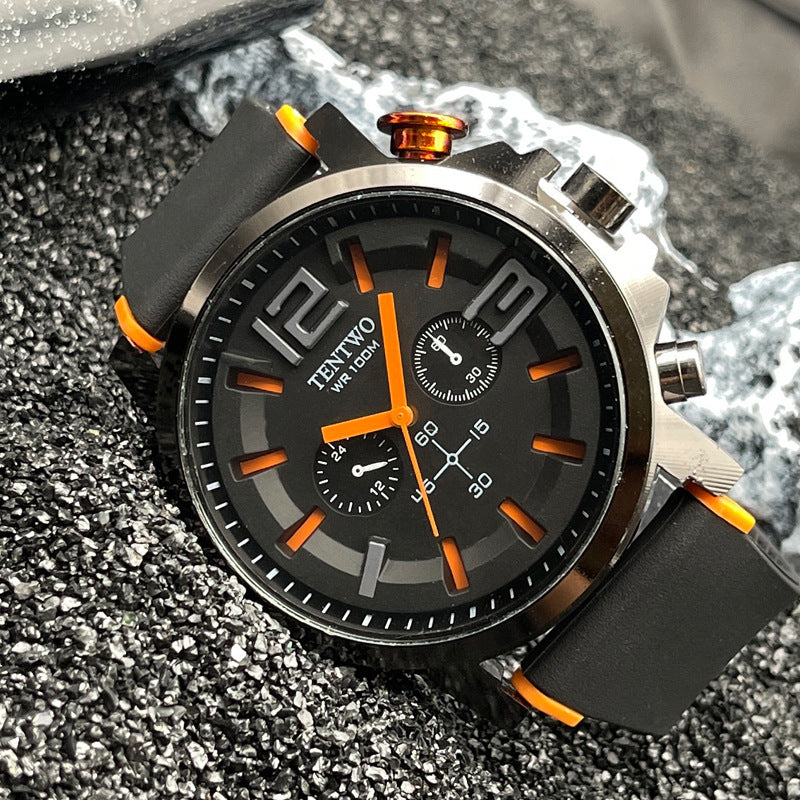 Men’s 47mm Silicone Quartz Watch – Casual Sport Analog Wristwatch – Multi-Color