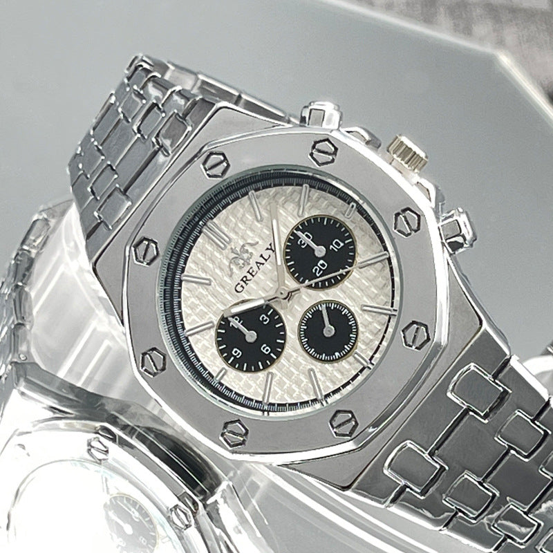 Silver Stainless Steel Quartz Couple Watch Set – 40mm/30mm