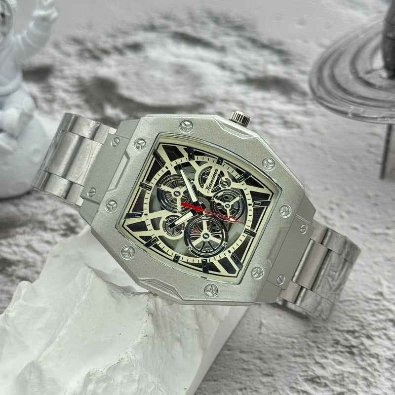 Men’s 46mm Fashion Quartz Watch – Alloy Case & Stainless Steel Band – Multi Dial Styles