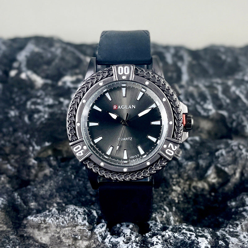 Green Sport Style Quartz Watch with Silicone Strap – 43mm Men’s Watch