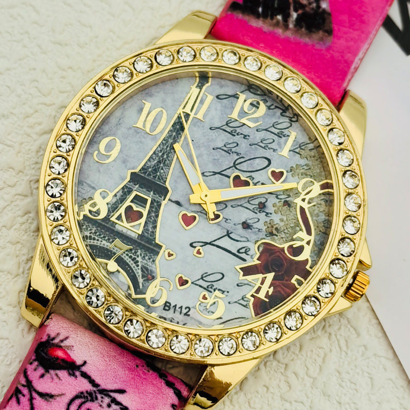 Paris Eiffel Tower Crystal Quartz Watch for Women – 43mm