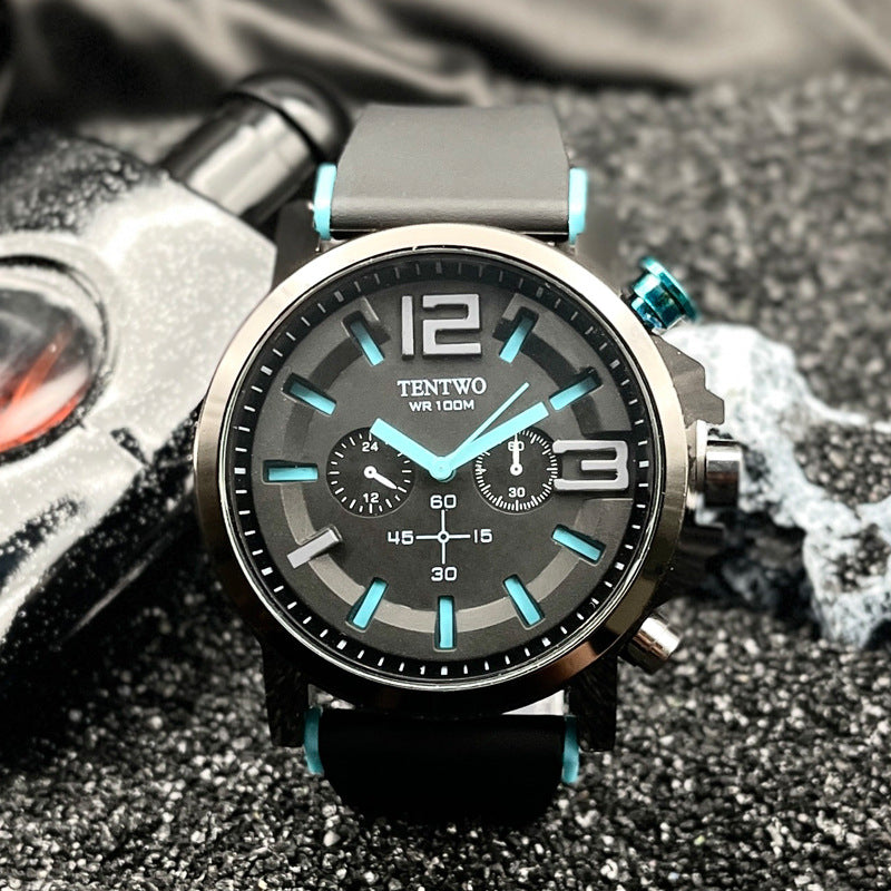 Men’s 47mm Silicone Quartz Watch – Casual Sport Analog Wristwatch – Multi-Color