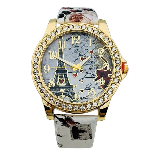 Paris Eiffel Tower Crystal Quartz Watch for Women – 43mm