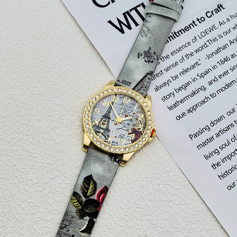 Paris Eiffel Tower Crystal Quartz Watch for Women – 43mm