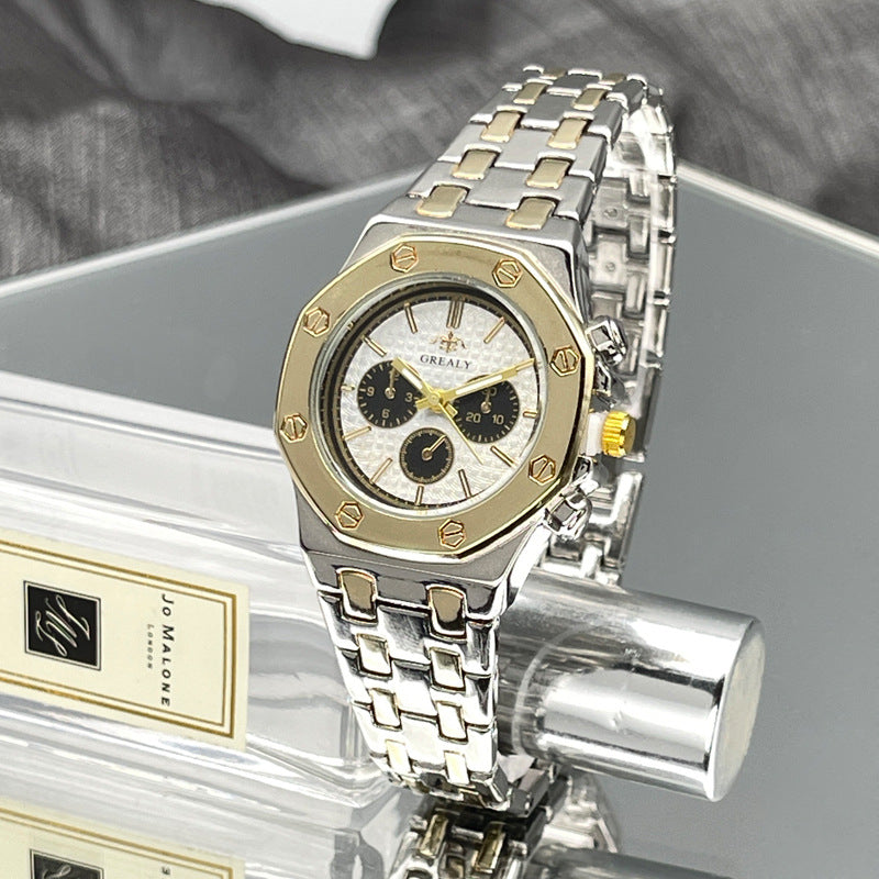 Silver Stainless Steel Quartz Couple Watch Set – 40mm/30mm