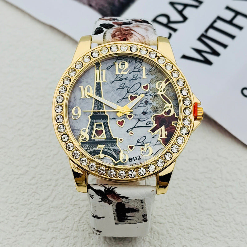 Paris Eiffel Tower Crystal Quartz Watch for Women – 43mm