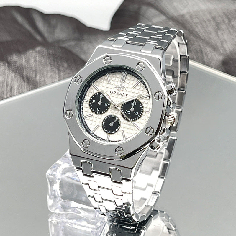 Silver Stainless Steel Quartz Couple Watch Set – 40mm/30mm