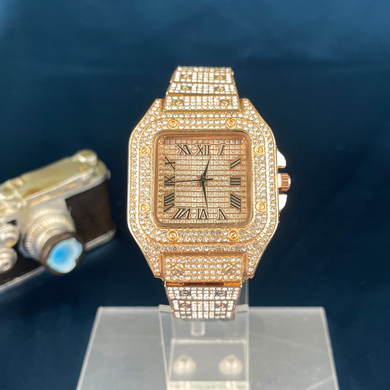 Square Crystal Alloy Quartz Watch – Unisex Decorative Watch