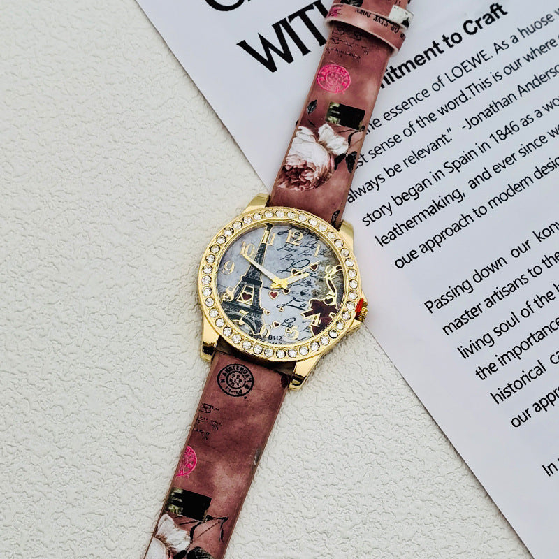 Paris Eiffel Tower Crystal Quartz Watch for Women – 43mm