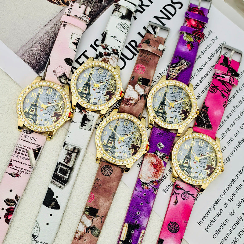 Paris Eiffel Tower Crystal Quartz Watch for Women – 43mm