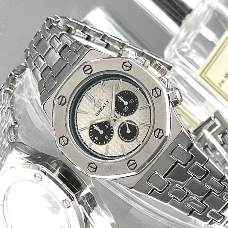 Silver Stainless Steel Quartz Couple Watch Set – 40mm/30mm