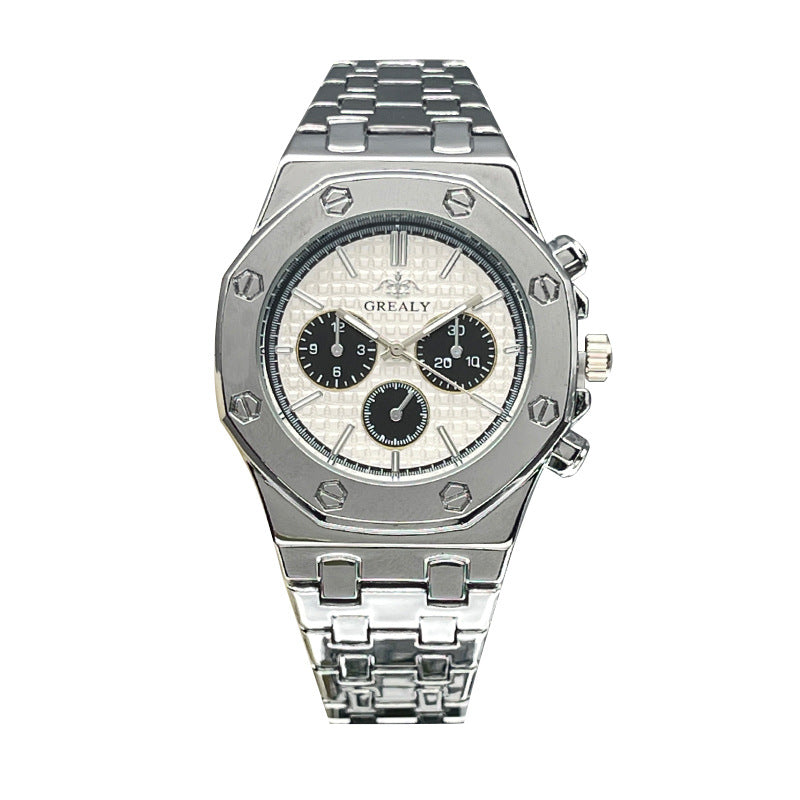 Silver Stainless Steel Quartz Couple Watch Set – 40mm/30mm