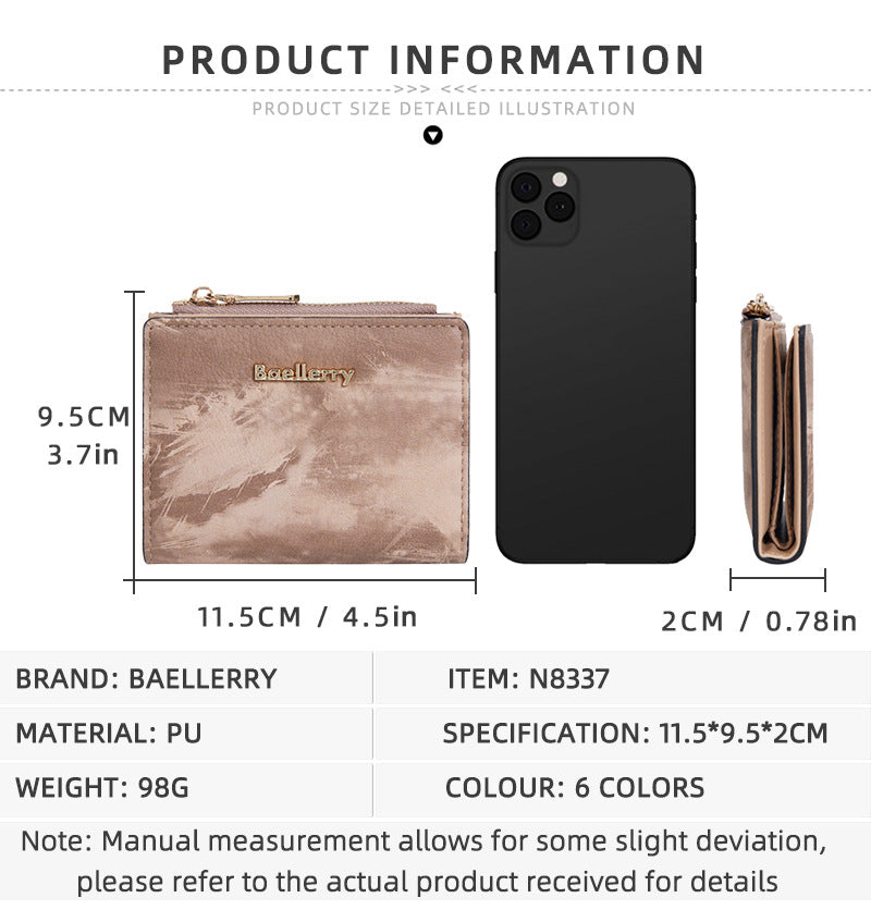 Baellerry Women’s Compact Wallet｜Multiple Card Slots & Zipper Coin Pocket｜Lightweight & Stylish｜Ships from Spain Warehouse