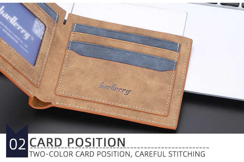 Baellerry Men’s Minimalist Short Wallet｜Soft Matte PU Leather｜Multi-card Capacity｜Fast Shipping from Spain Warehouse