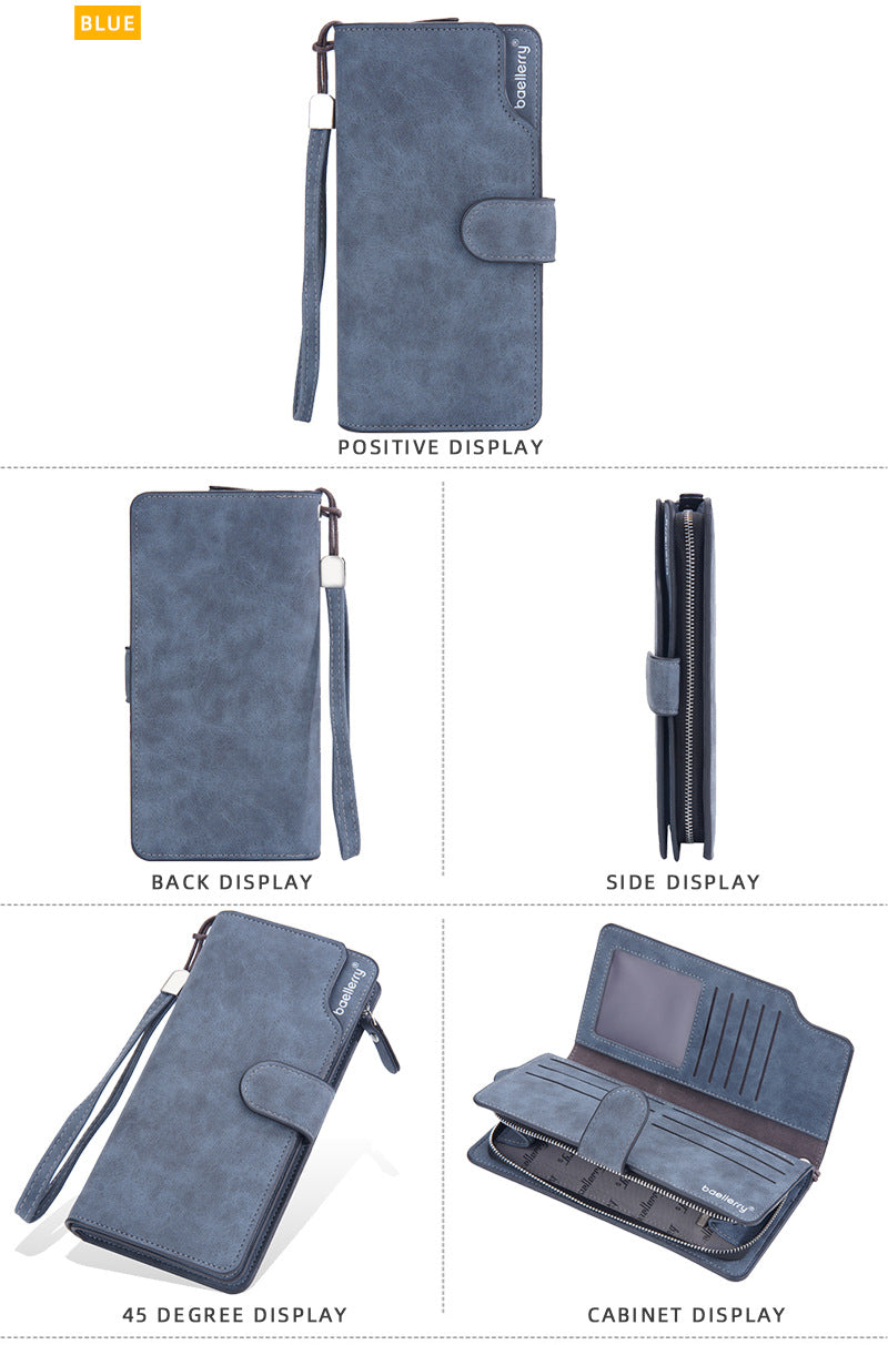 aellerry Men’s Long PU Leather Wallet｜Large Capacity Business Clutch｜Wrist Strap｜Multi-card Organizer｜Fast Shipping from Spain Warehouse