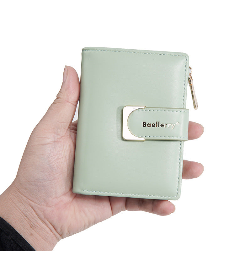 Baellerry Women’s Compact Short Wallet｜Elegant Macaron Colors｜Multi-Card PU Leather Wallet｜Shipped from Spain Warehouse