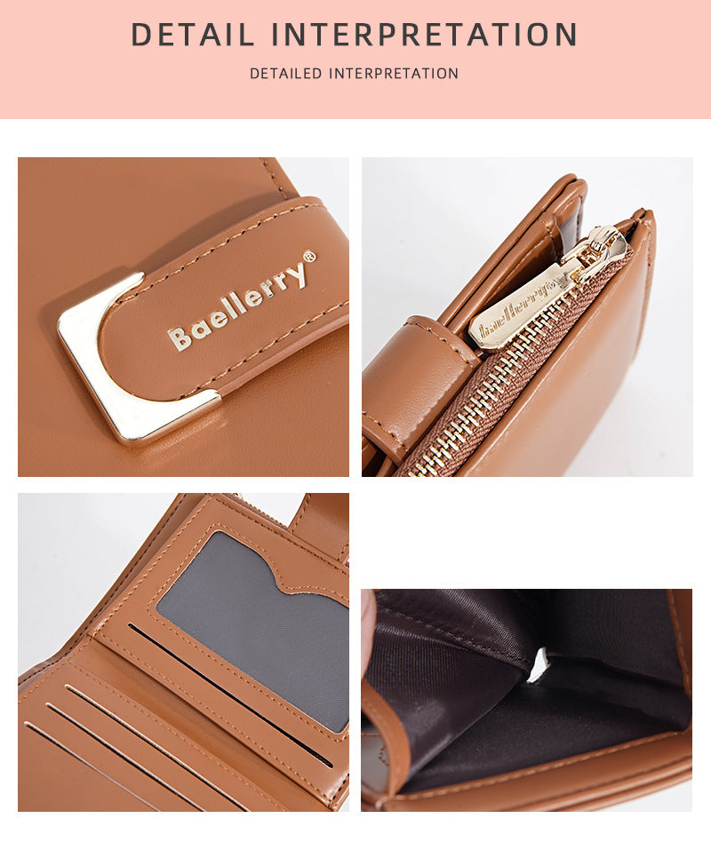 Baellerry Women’s Compact Short Wallet｜Elegant Macaron Colors｜Multi-Card PU Leather Wallet｜Shipped from Spain Warehouse