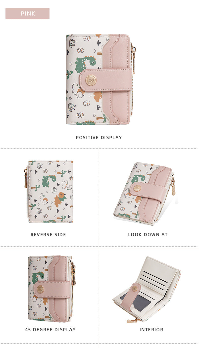 Baellerry Cute Cartoon Short Wallet for Women | Multi-Card Holder Mini Purse | Compact Tri-fold Design | Shipped from Spain Warehouse