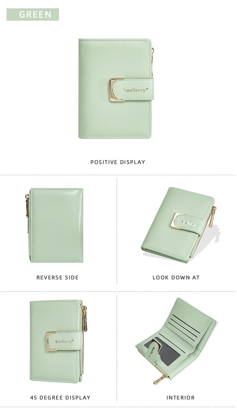 Baellerry Women’s Compact Short Wallet｜Elegant Macaron Colors｜Multi-Card PU Leather Wallet｜Shipped from Spain Warehouse