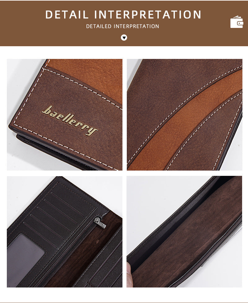 BAELLERRY Men’s Long Wallet｜Large Capacity Card Holder｜RFID Blocking｜Fast Shipping from Spain Warehouse