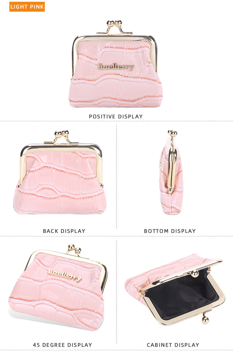 Baellerry Women’s Vintage Kiss-Lock Coin Purse｜Crocodile Pattern PU Leather｜Compact & Portable｜Fast Shipping from Spain Warehouse