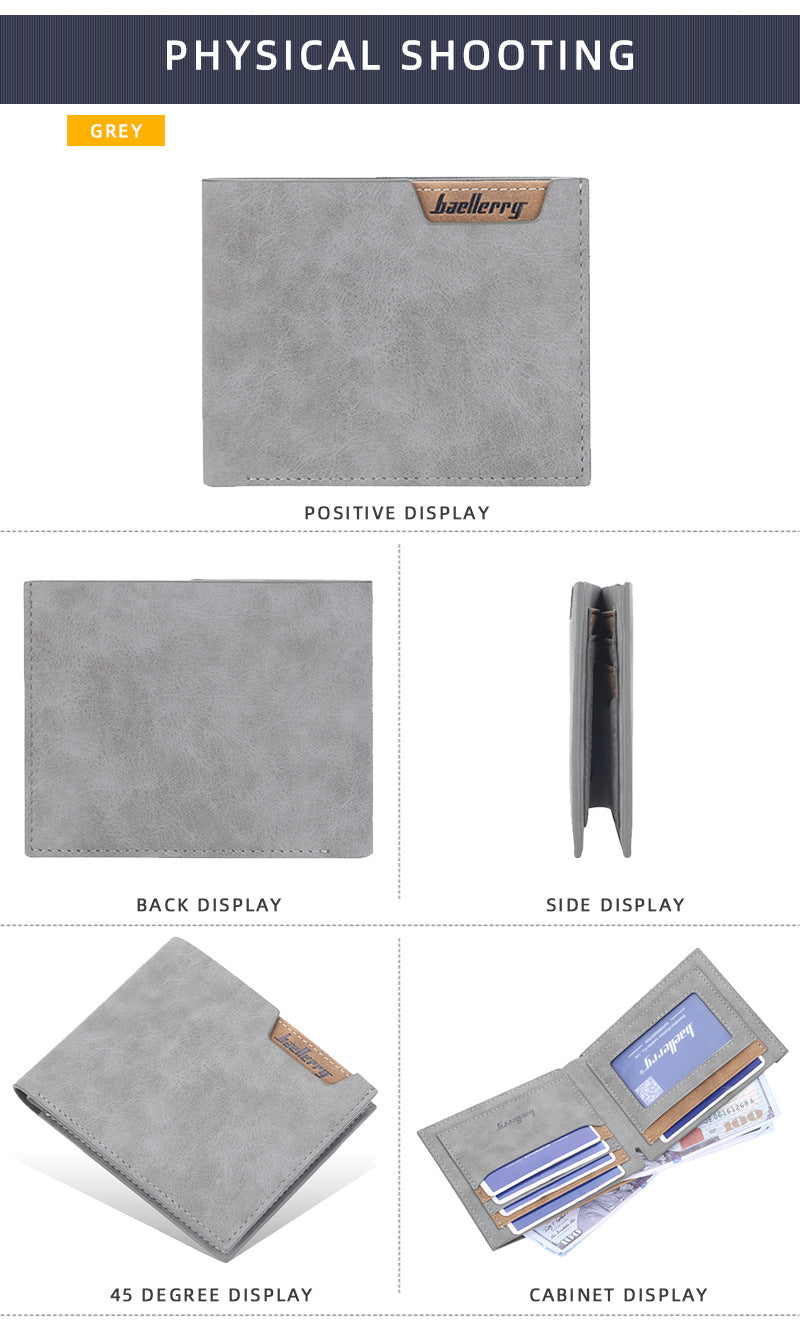 Baellerry Men’s Minimalist Short Wallet｜Soft Matte PU Leather｜Multi-card Capacity｜Fast Shipping from Spain Warehouse