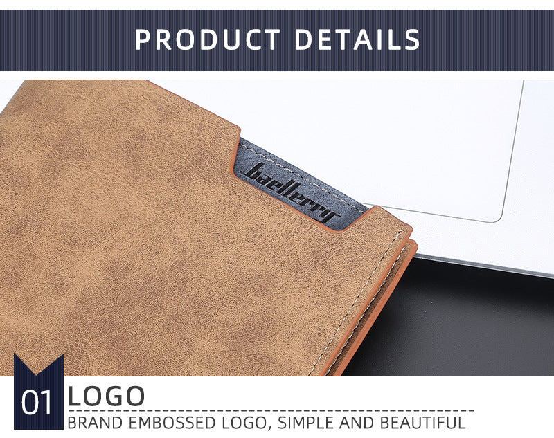 Baellerry Men’s Minimalist Short Wallet｜Soft Matte PU Leather｜Multi-card Capacity｜Fast Shipping from Spain Warehouse