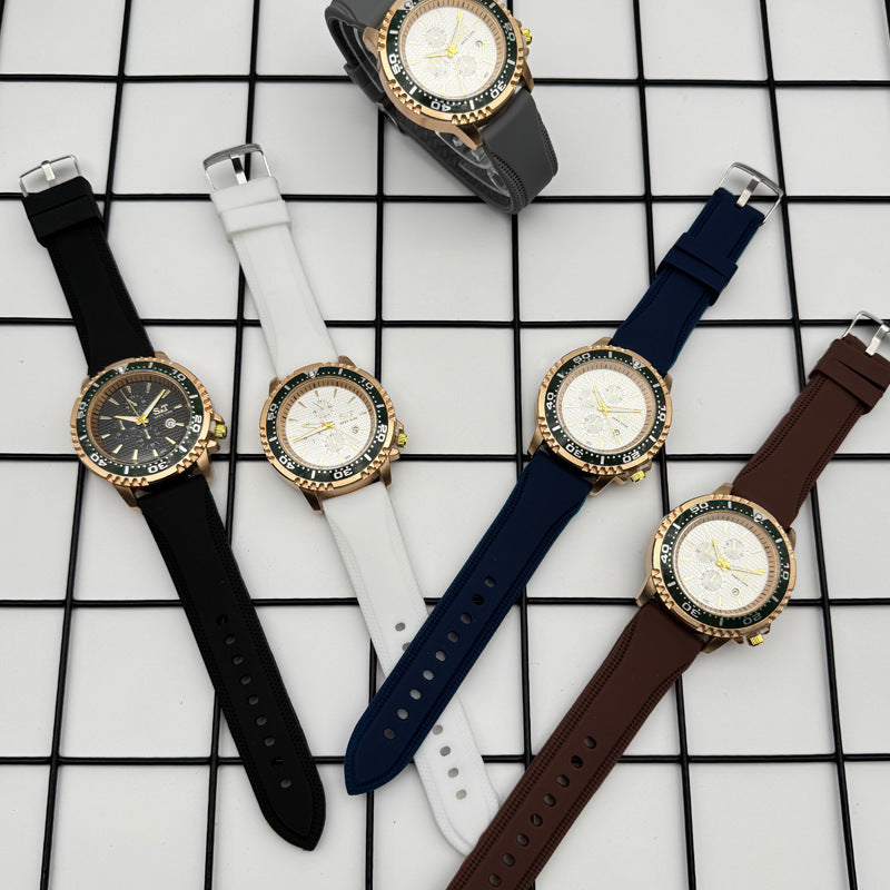 Sport Diver Style Quartz Watch with Silicone Strap – 46mm