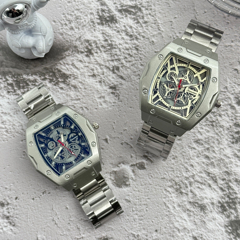 Men’s 46mm Fashion Quartz Watch – Alloy Case & Stainless Steel Band – Multi Dial Styles