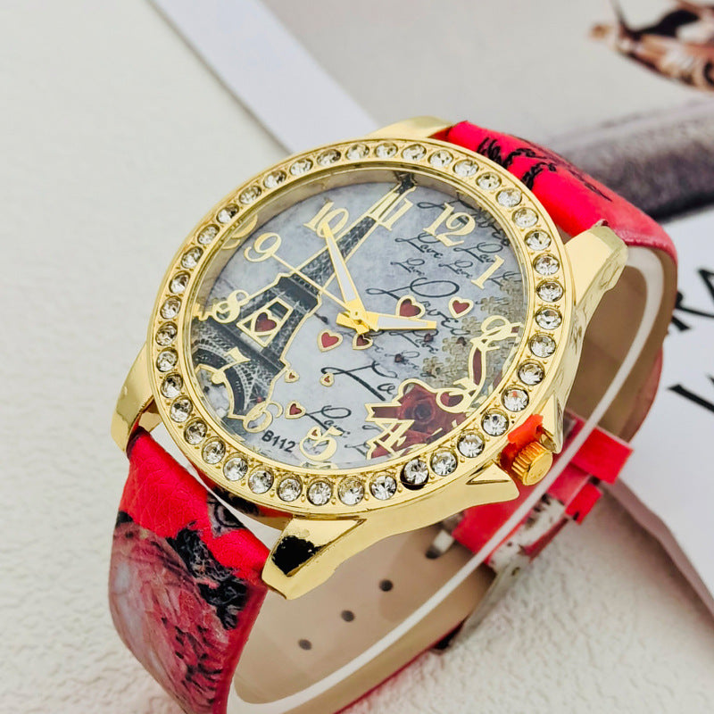 Paris Eiffel Tower Crystal Quartz Watch for Women – 43mm