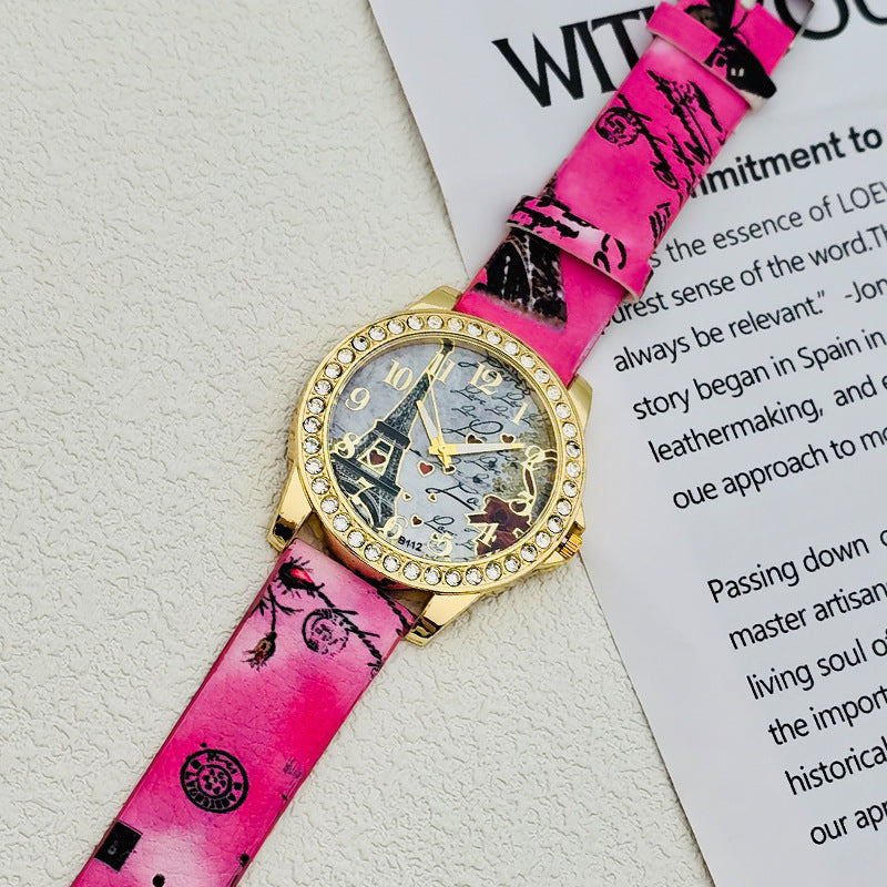 Paris Eiffel Tower Crystal Quartz Watch for Women – 43mm