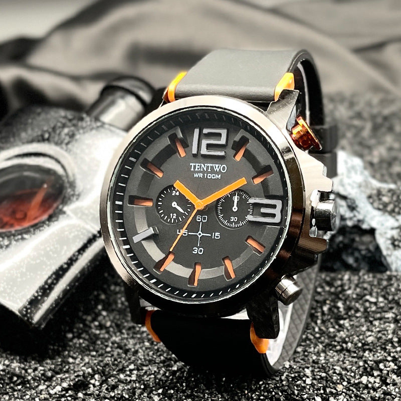 Men’s 47mm Silicone Quartz Watch – Casual Sport Analog Wristwatch – Multi-Color