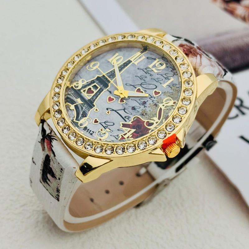 Paris Eiffel Tower Crystal Quartz Watch for Women – 43mm