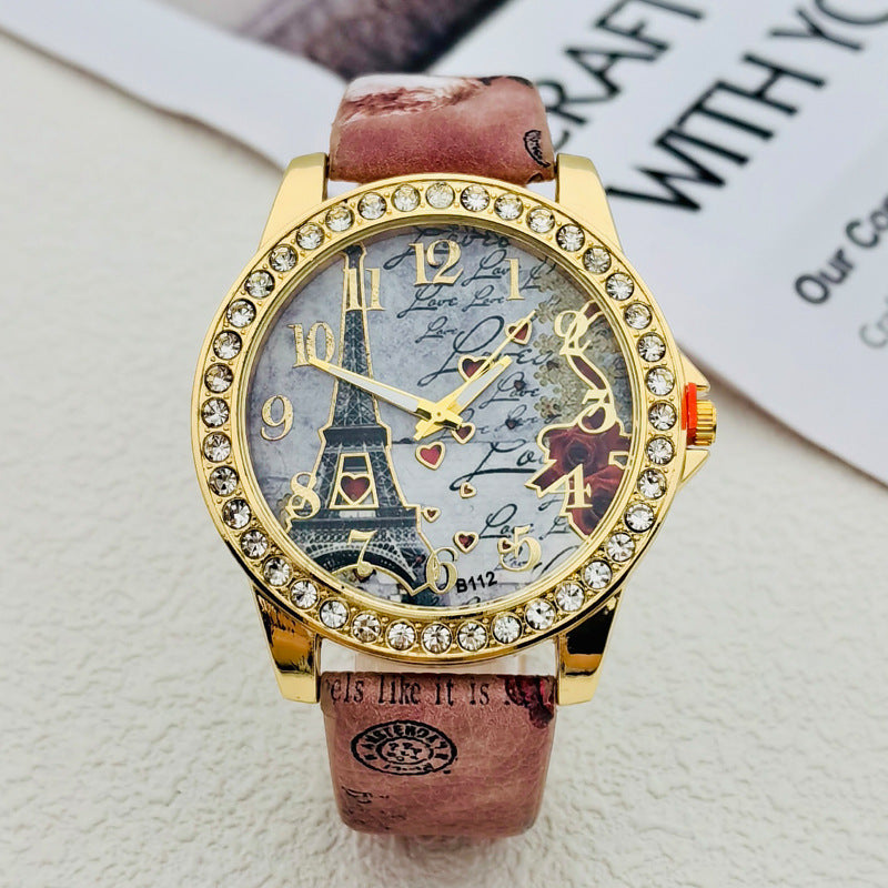 Paris Eiffel Tower Crystal Quartz Watch for Women – 43mm