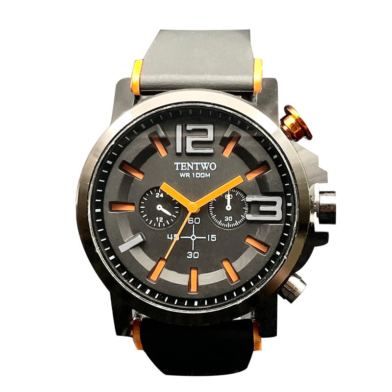 Men’s 47mm Silicone Quartz Watch – Casual Sport Analog Wristwatch – Multi-Color