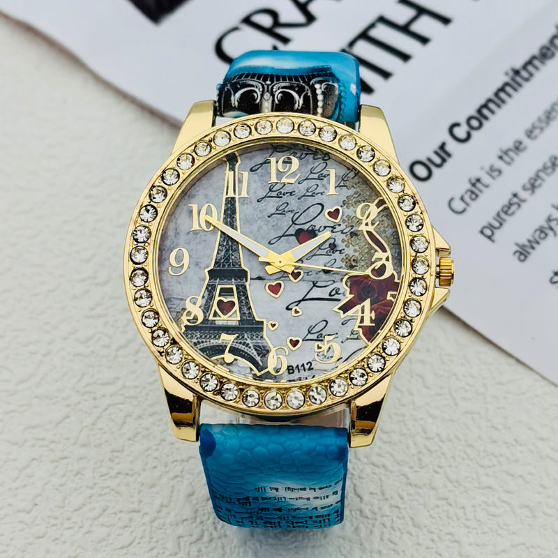 Paris Eiffel Tower Crystal Quartz Watch for Women – 43mm