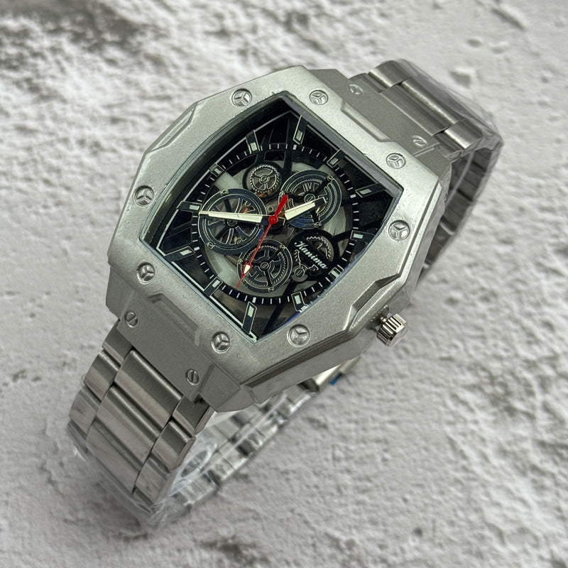 Men’s 46mm Fashion Quartz Watch – Alloy Case & Stainless Steel Band – Multi Dial Styles