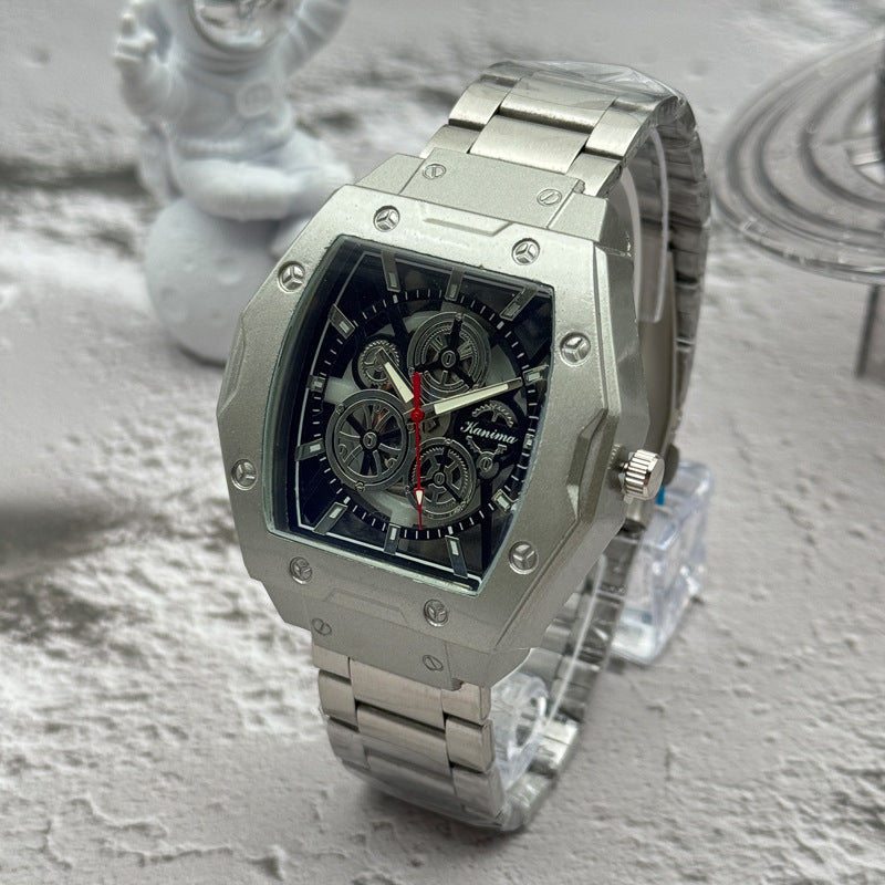 Men’s 46mm Fashion Quartz Watch – Alloy Case & Stainless Steel Band – Multi Dial Styles