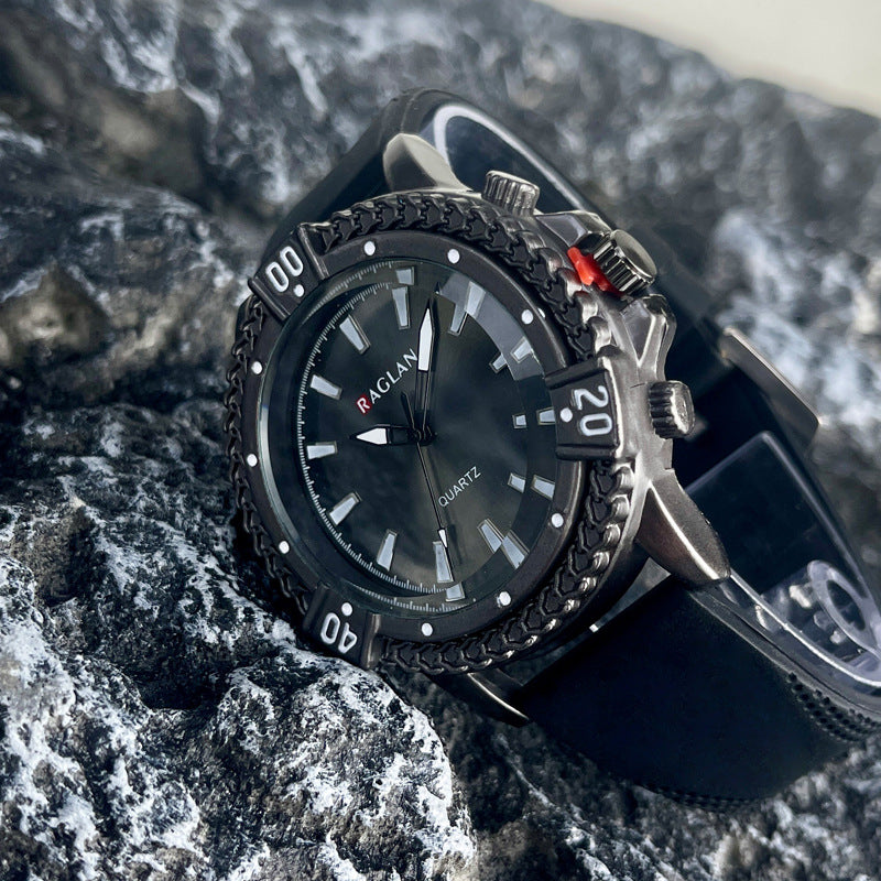 Green Sport Style Quartz Watch with Silicone Strap – 43mm Men’s Watch