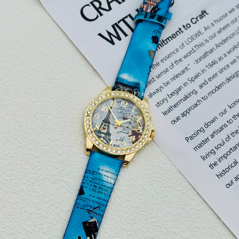 Paris Eiffel Tower Crystal Quartz Watch for Women – 43mm