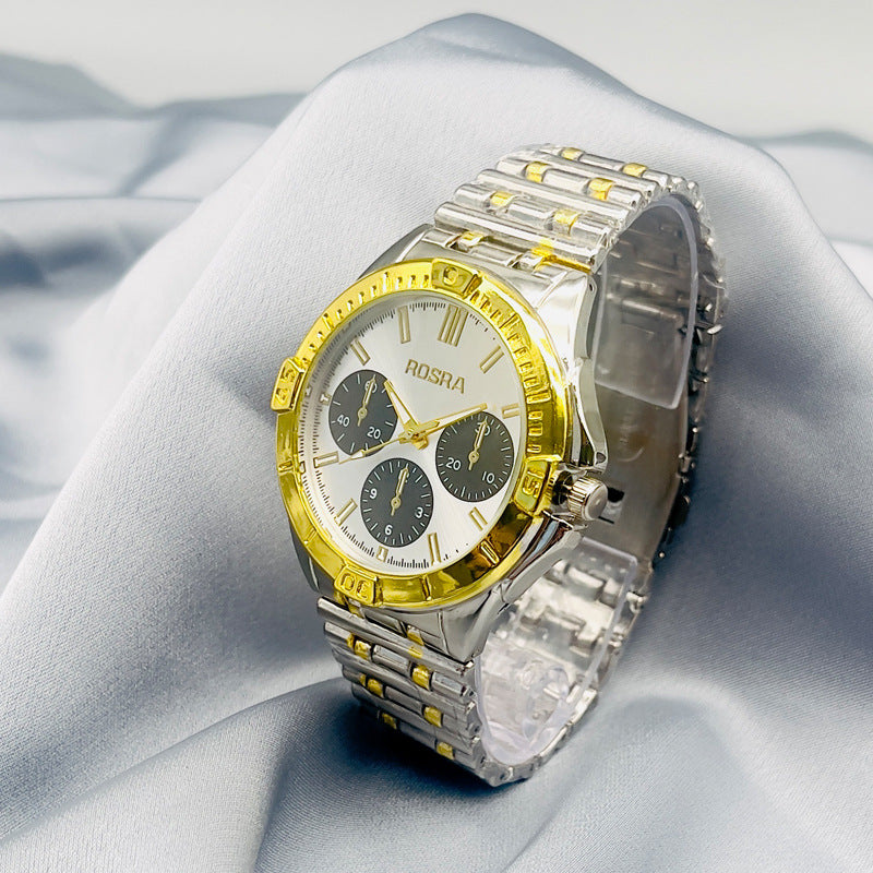 Luxury Gold Stainless Steel Quartz Watch – 45mm Men’s Watch