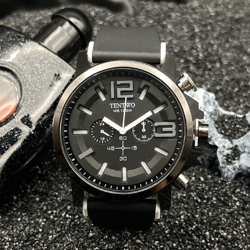 Men’s 47mm Silicone Quartz Watch – Casual Sport Analog Wristwatch – Multi-Color