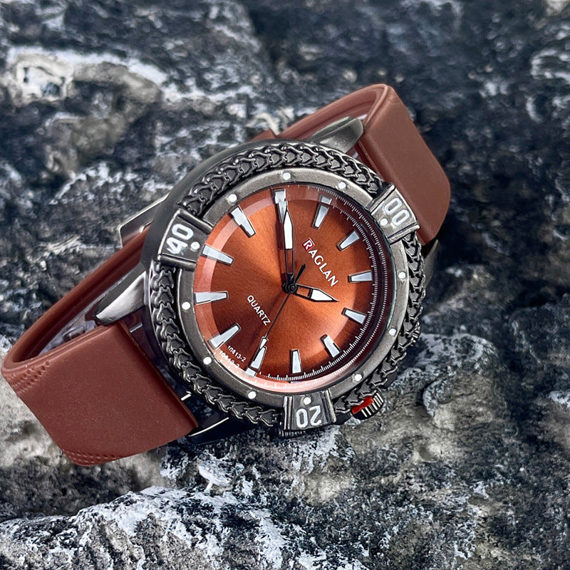 Green Sport Style Quartz Watch with Silicone Strap – 43mm Men’s Watch