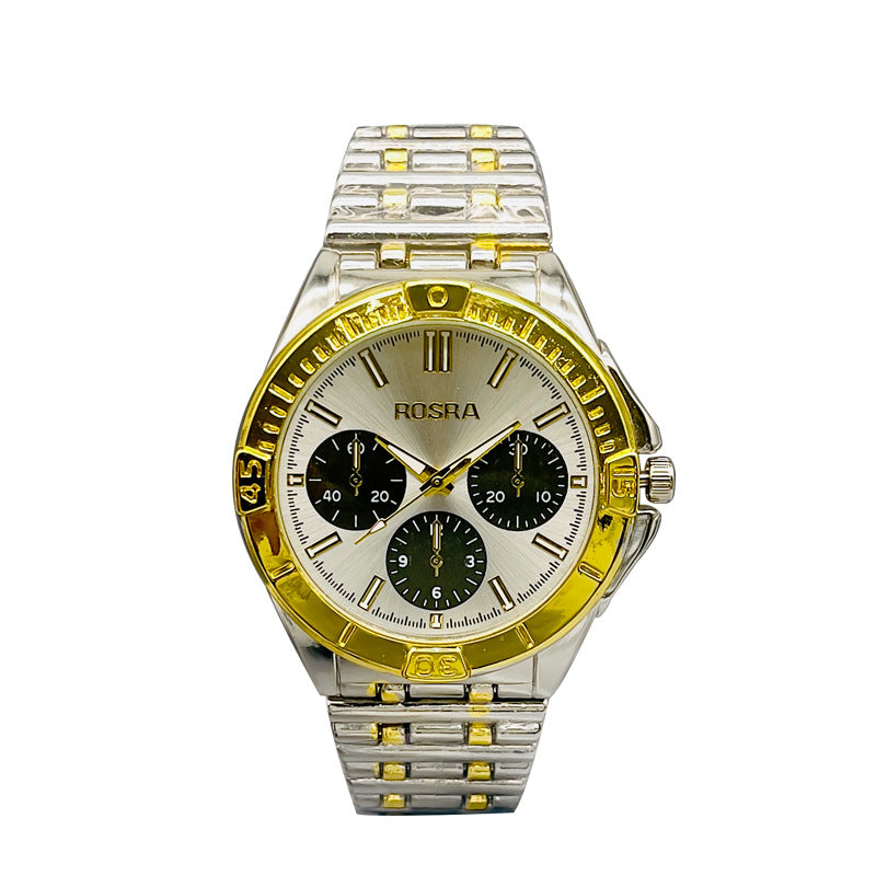 Luxury Gold Stainless Steel Quartz Watch – 45mm Men’s Watch