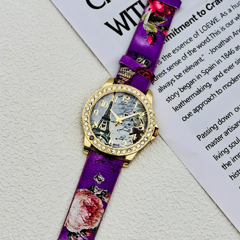 Paris Eiffel Tower Crystal Quartz Watch for Women – 43mm