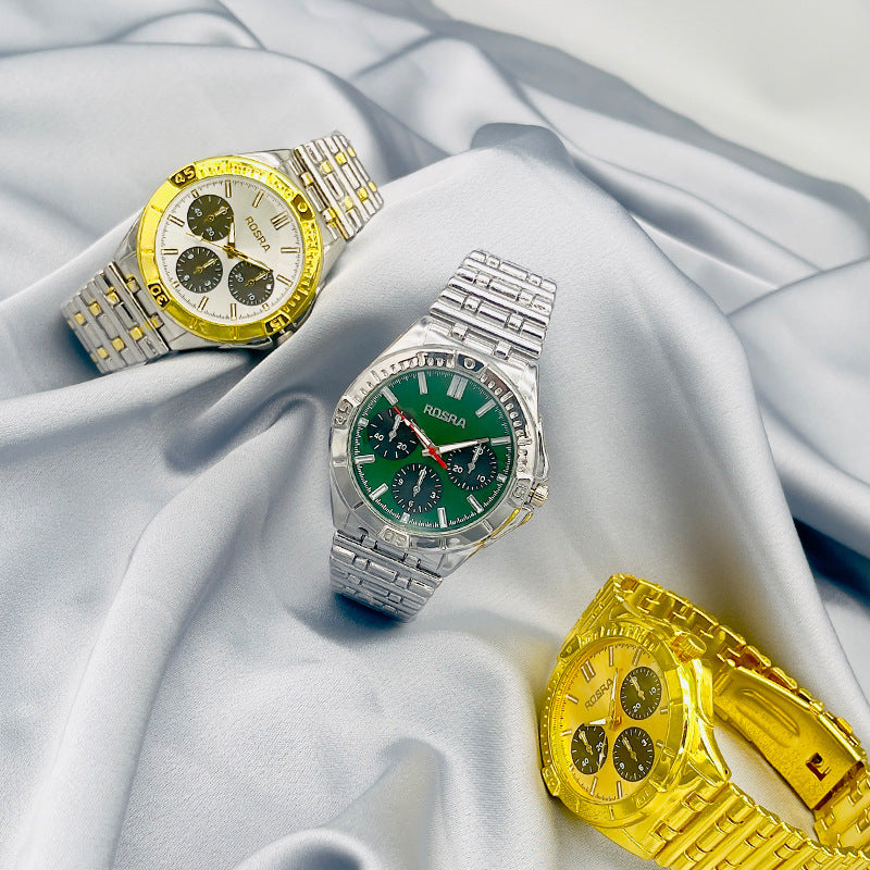 Luxury Gold Stainless Steel Quartz Watch – 45mm Men’s Watch