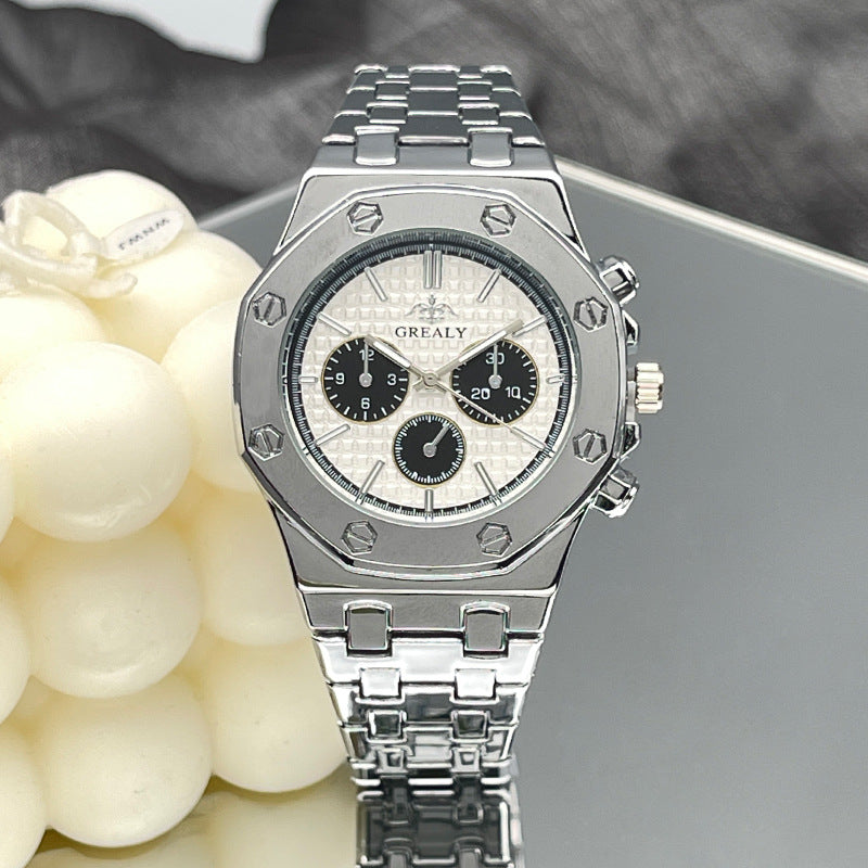 Silver Stainless Steel Quartz Couple Watch Set – 40mm/30mm