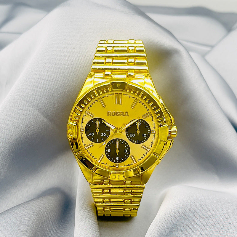 Luxury Gold Stainless Steel Quartz Watch – 45mm Men’s Watch